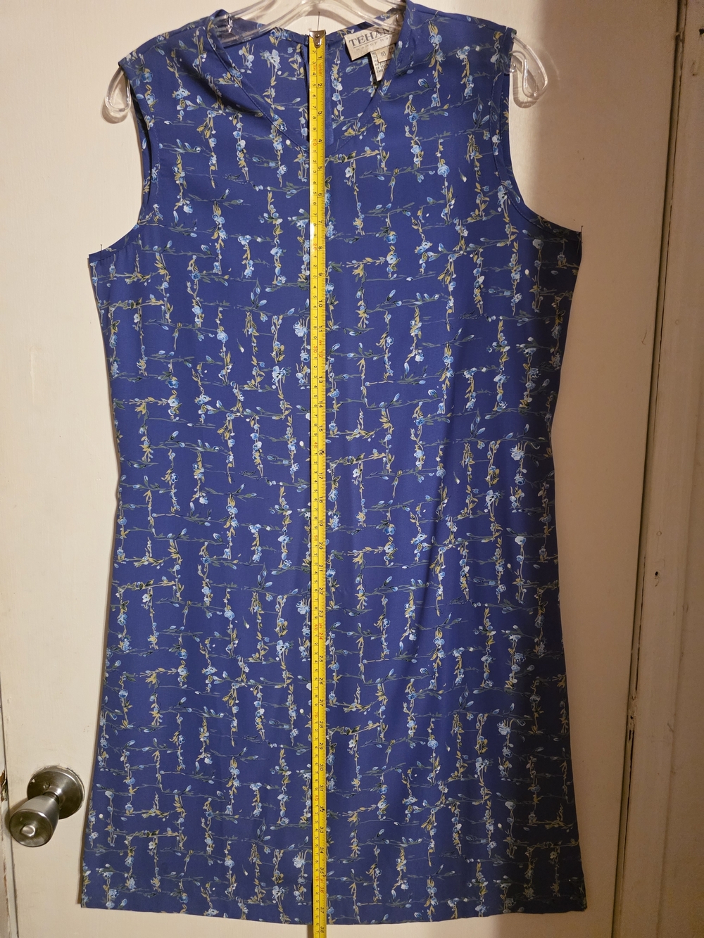 TEHAMA Blue Floral Sleeveless Shift Dress